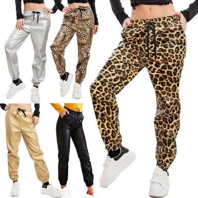 Damen Hose Kunstleder Lederoptik Kordelzug Freizeit Sport TOOCOOL JL-3035