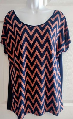 LAVISH Blue, Orange, Chevron Print Top Women's Size XL