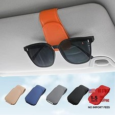 Sunglass Holder for Car Visor Sunglasses Clip Magnetic Leather 1 Orange