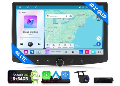 DAB+ 6+64GB Android 14 Auto Autoradio 10,1'' QLED 2DIN Radio Navi CarPlay DSP RDS