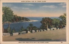 Great Head from Ocean Drive,Bar Harbor,Maine,ME Tichnor 1940 Hancock County