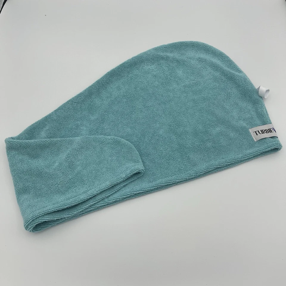Turbie Twist Microfiber Hair Towel Hair Wrap Turban Aqua Blue Premium Hair Care - Image 2 of 4