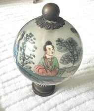 Vintage Chinese Hand Painted Lamp Finial 3in high by 1.75in width