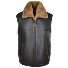 Men Sheepskin Shearling Leather Vest  Aviator B3 Bomber Gilet  Winter Wear