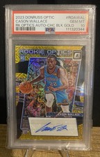 2023-24 Panini Donruss Optic Choice Black Gold Rookie Auto Cason Wallace PSA 10
