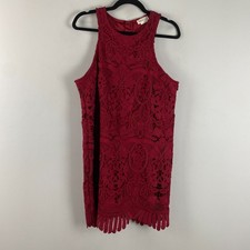 Lovers Friends Caspian Dress in Red Size Large Mini Sleeveless Lace