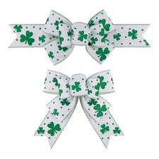 Meseey 2 Pcs St Patricks Day Bow Wreath Decoration, Premade St. Patrick's