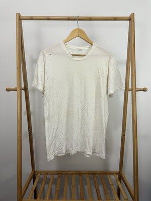 VTG 80s Cotton Blank Thrashed Distressed Worn WIP Work T-Shirt Size XL