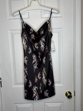 Medium Urban Outfitters Mallory Cowl Slip Mini Dress Y2K Tribal Flame Satin 90s