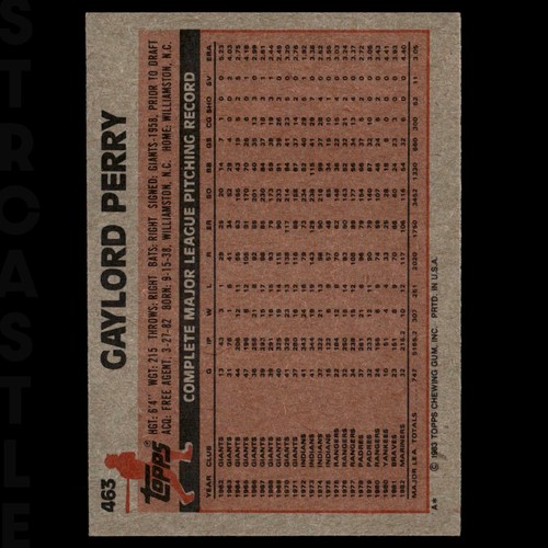 1983 Topps - Gaylord Perry #463 Seattle Mariners ⚾ Carta Baseball - Foto 2 di 3
