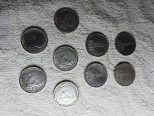 LOT OF 9 GERMAN 5 SILVER REICH MARK COINS BETWEEN 1935-1936  A,E,F Mint Marks. 