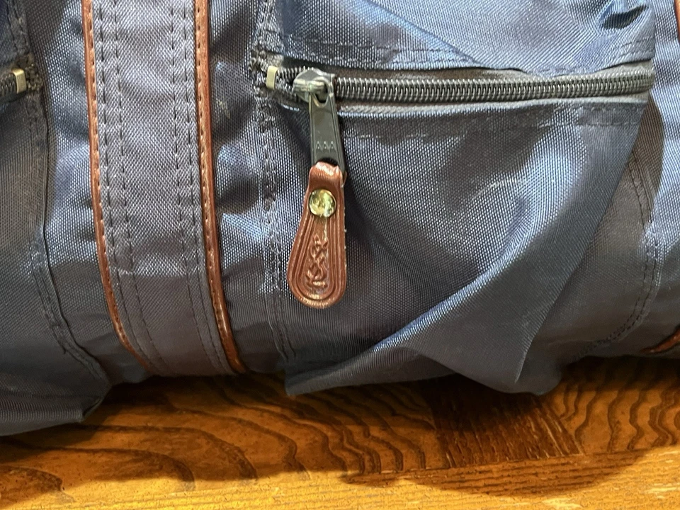 Bolso de Viaje Yves Saint Laurent YSL De Colección Para Hombres Nylon Cuero Bolso de Lona Azul Foto 3 de 4