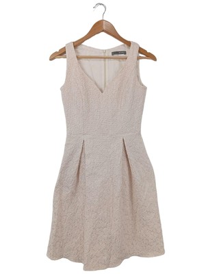 MARIE BLANC A-Linien Kleid Damen Kleid Gr. DE 36 weiß-pink-goldfarben Elegant