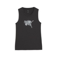 PUMA Floral Ribbon Graphic Crew Neck Athletic Tank Top Womens Black Casual  Athl