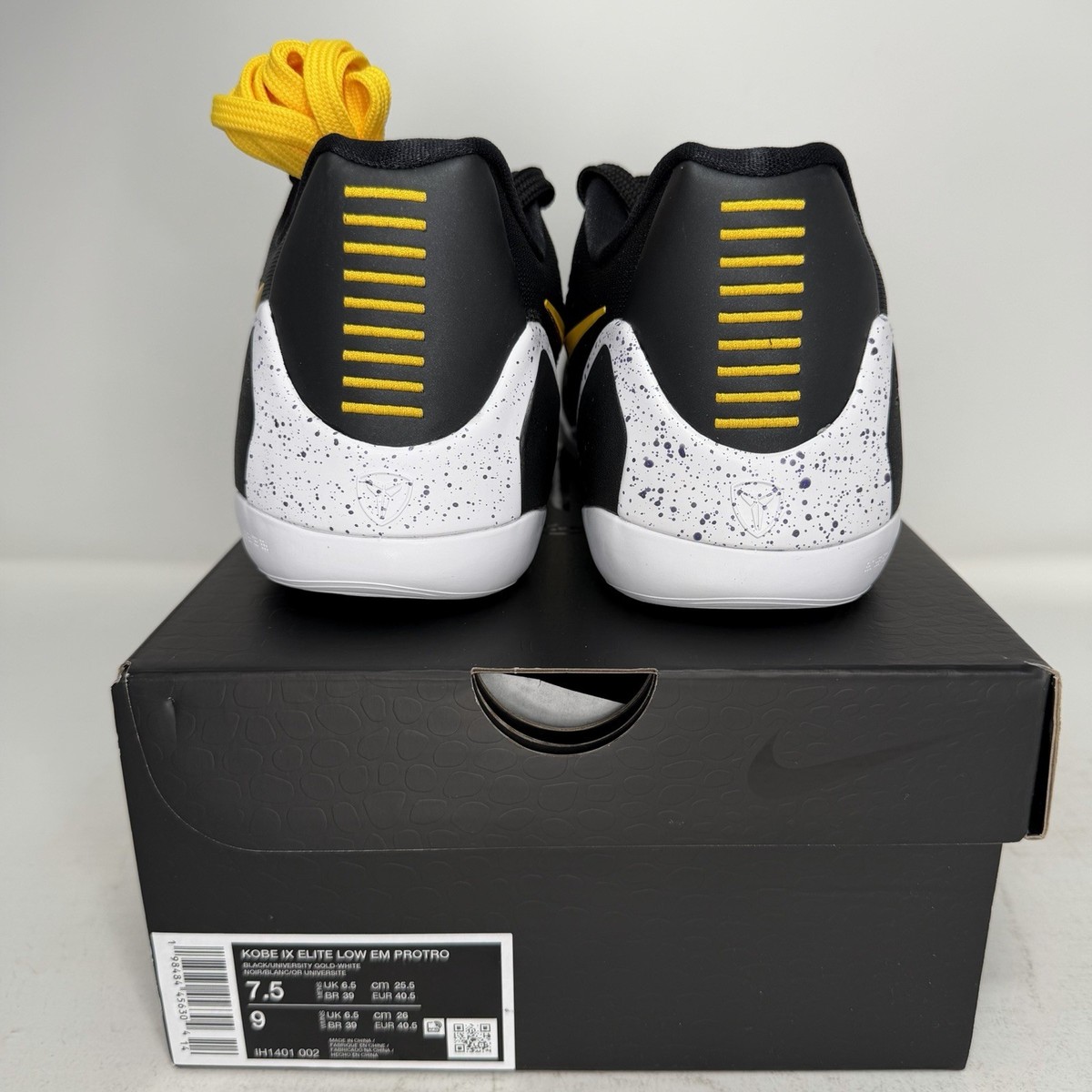Nike Kobe 9 Elite Low Protro Lakers Black Gold Men's Sizes IH1401