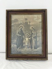 Vintage gerahmte religiöse Kunst Lithographie Heilige Familie 30er Jahre