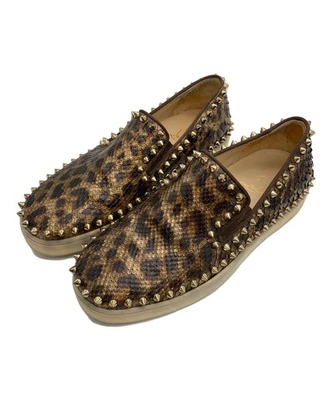 Christian Louboutin Chaussures à enfiler Baskets Clous EU 37 US 7 Beige Authe... - Photo 1/4