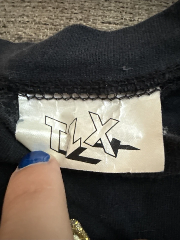 Vintage TLX Black Multicolor 90’s Shirt w/ Shoulder Pads Sz 1X - Image 2 of 3