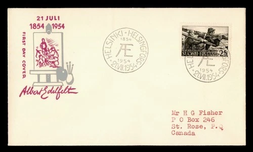 DR WHO 1954 FINLAND FDC EDELFELT ART ANIV M78765