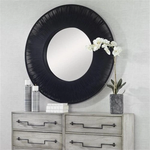 Uttermost Sailors Knot Round Coastal Iron Rope and MDF Wood Mirror in Dyed Black - Picture 6 of 7