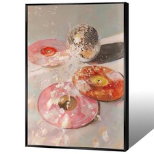 BFADMN Cool Silver Mirrorball Disco Ball Posters Vintage Light Pink Vinyl Rec...