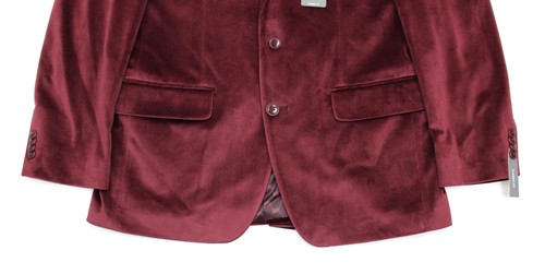 Michael Kors Kent Blazer 40 S Mens Burgundy Red Velvet Classic Fit Sport Coat - Picture 8 of 9