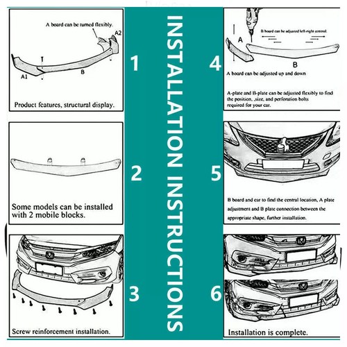 Divisor de alerón de parachoques delantero para Kia Optima 2010-2020 negro brillante - Imagen 4 de 19