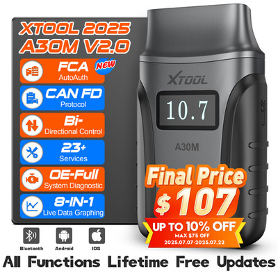 2025 XTOOL A30M V2.0 BT OBD2 Bidirectional Full System Scan Tool 23+ Services