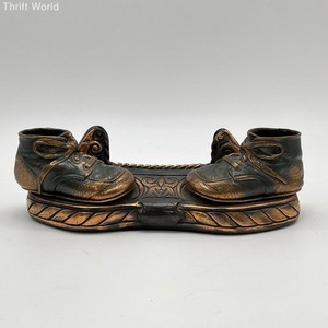 Vintage 1960s Bronze Finished Baby Shoe Display Stand 11-Inch