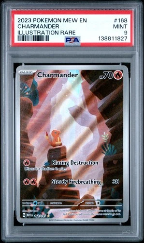 2023 POKEMON MEW EN-151 ILLUSTRATION RARE #168 CHARMANDER PSA 9