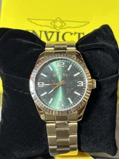 Invicta Watch Mens Gold Tone Green Dial Stainless Steel 43mm Model 49681