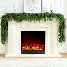 9FT Christmas Garlands Real Touch Artificial Greenery Garland Full Evergreen ...