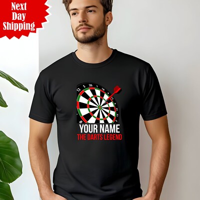 Personalisiertes Dart T-Shirt Your Name The Darts Legend Bedruckt Kurzarm T Top
