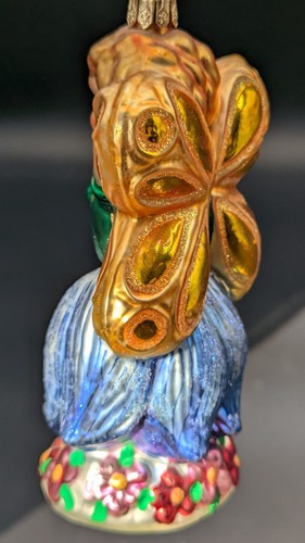 CHRISTOPHER RADKO "FLORA BELLES" BUTTERFLY FAIRY GLASS ORNAMENT BLUE BROKEN WING - Picture 3 of 10