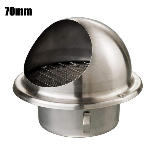 Stainless-Steel Round Brushed Bull Nosed External Extractor Wall Vent Outlet For - Bild 7 von 32