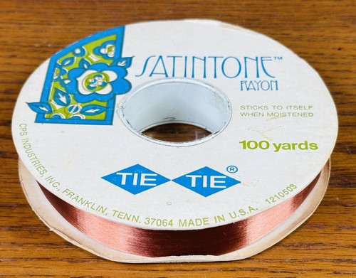 SATINTONE BROWN RAYON RIBBON LOT OF 5 100 YARDS (4 MOSTLY FULL) BOW TIE TIE TYE - Picture 3 of 5