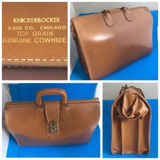 KNICKERBOCKER, CHICAGO Vintage Top Grain Leather Doctor Bag Case 20”x14”x8” USA