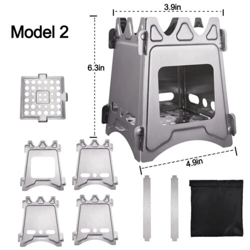2 Size Portable Folding Wood Stove Lightweight Camping BBQ Grill Hiking Picnic - Picture 8 of 26
