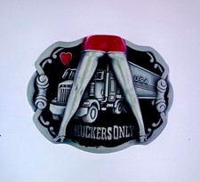 USA Truckers Only Classic Belt Buckle American Western Silver Vintage Buckle