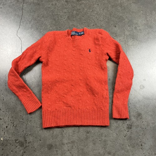 Polo Ralph Lauren Sweater Youth XS Orange Preppy Knit Preowned