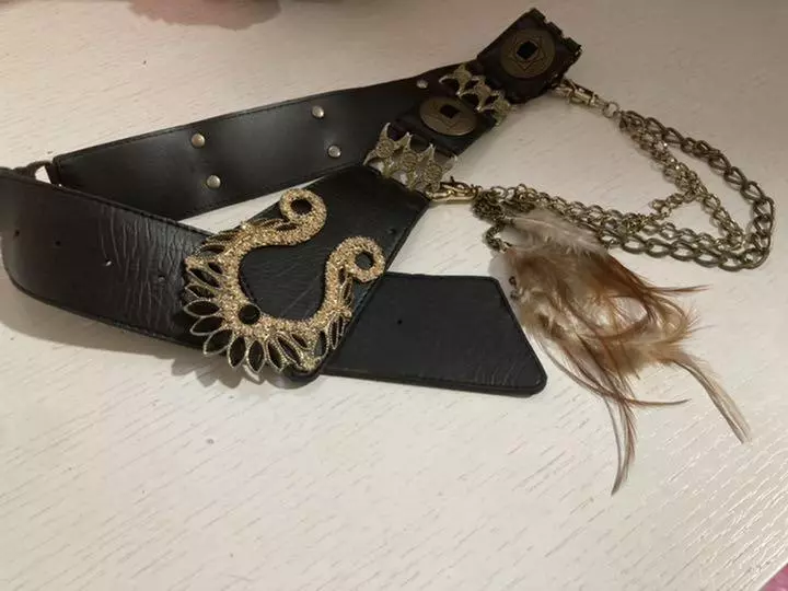 D.I.A. Dia Belt Black Logo Feather Shibuya 109 Gal Gyaru Free Size Vintage Rare