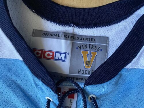 PITTSBURGH PENGUINS BLUE JERSEY Vintage Hockey CCM Mens XL Rare #66 Penguins NHL - Picture 4 of 11