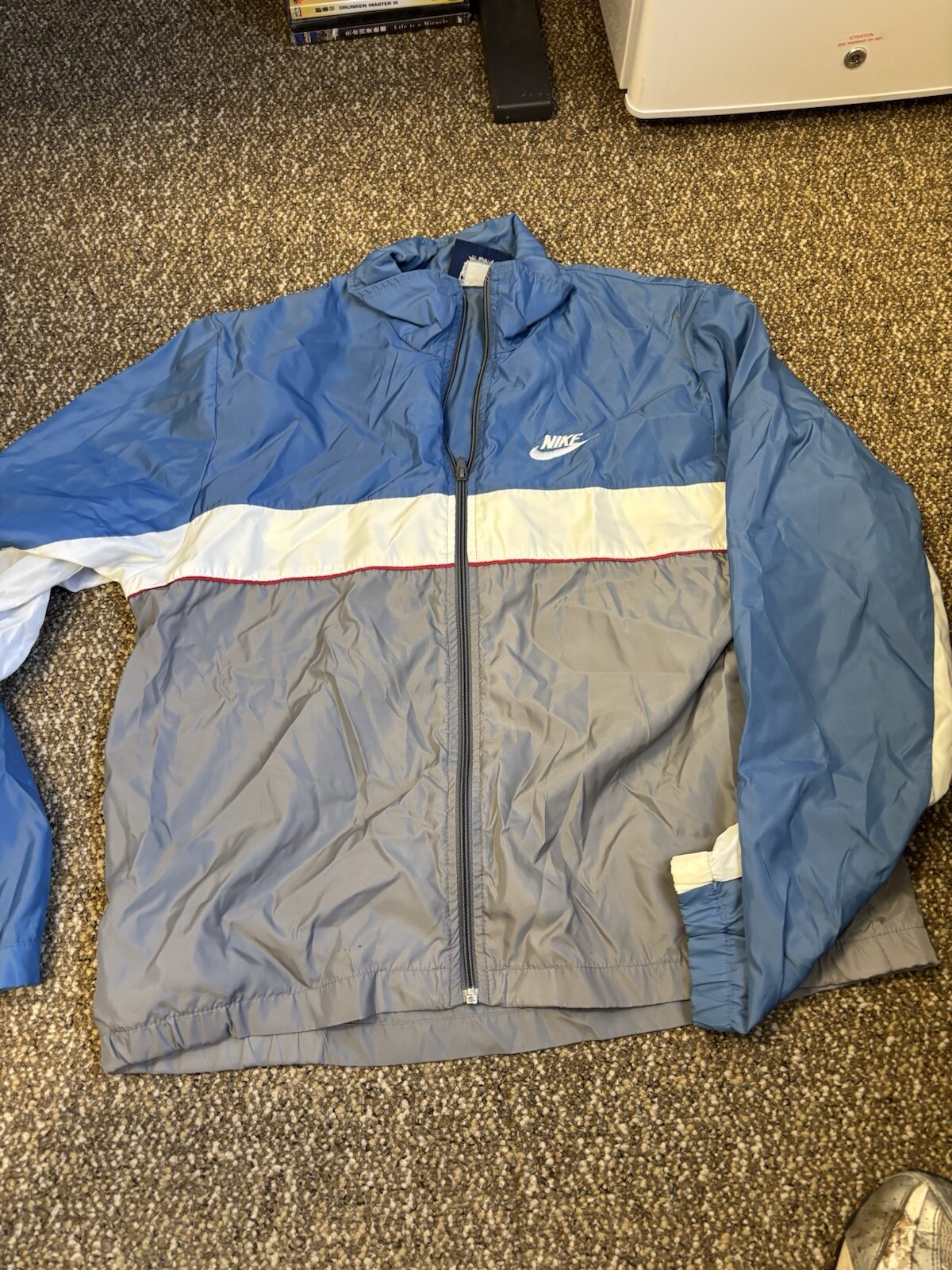 Vintage 80s Nike Windbreaker Zip  Blue Gray Large Blue Tag