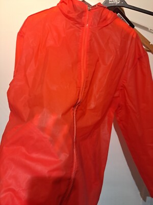 Transparenter Regenmantel Jacke mit Kapuze PVC 46 Brust Wetlook Glanz Neu 