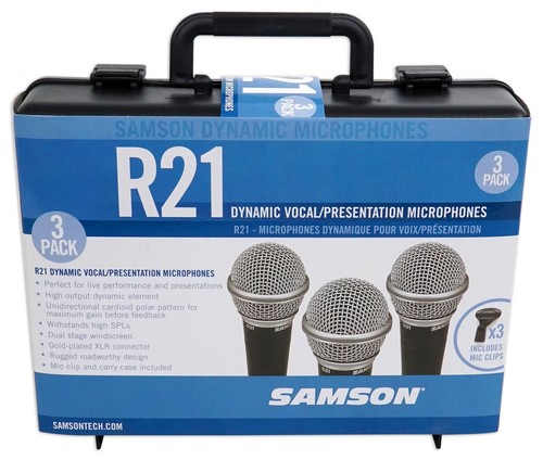 Samson R21 3-Pack Handheld Microphones+Mic Clips+Case For Church Sound Systems - Picture 5 of 5