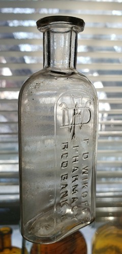 Rare Antique F.D. Wickoff's Pharmacy Red Bank NJ New Jersey Medicine Bottle Cure - Picture 5 of 9
