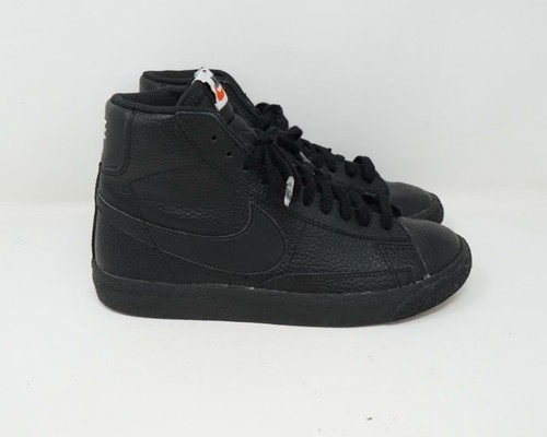 Nike Blazer Mid Boys Leather Sneakers Triple Black 895850-001 size 5y Black  | eBay