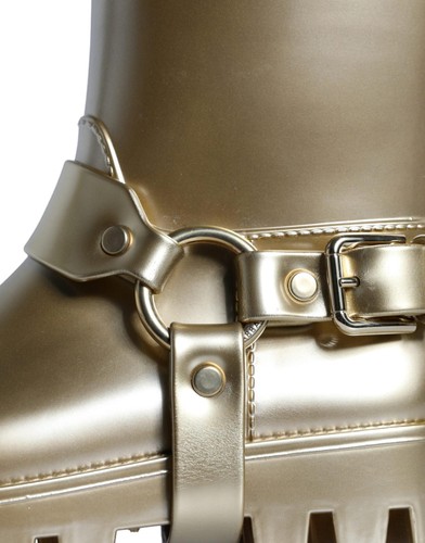 Dolce&Gabbana Mujer Botas Doradas Hasta la Rodilla PVC Sólidas Resistentes al Agua Botines EU 37 - Imagen 6 de 8