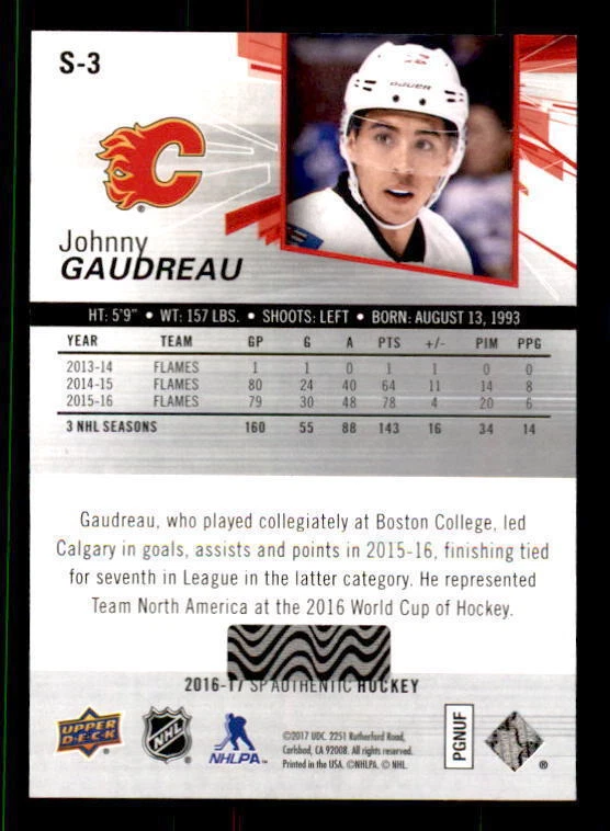 2016-17 SP Authentic Spectrum FX #S3 Johnny Gaudreau Flames (ref 30130) - Image 2 of 2