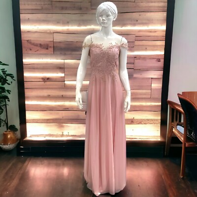 Women V-Neck Formal Maxi Dress Bridesmaid Lace Polyester Long Wedding Party Gown